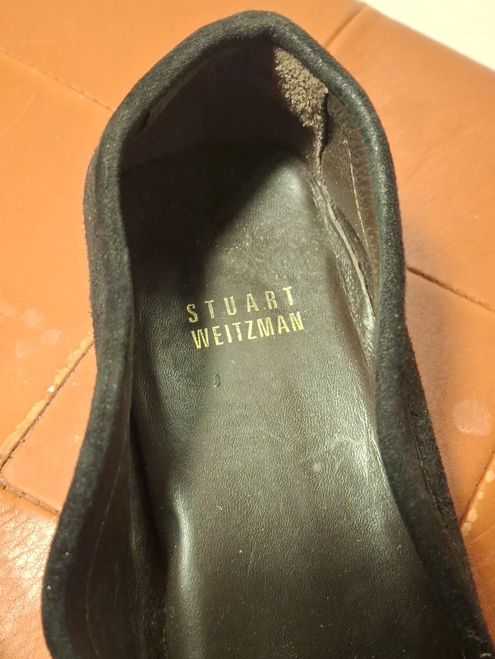 Stuart Weitzman Black Women's Suede Loafer Flats with Decorative Hardware